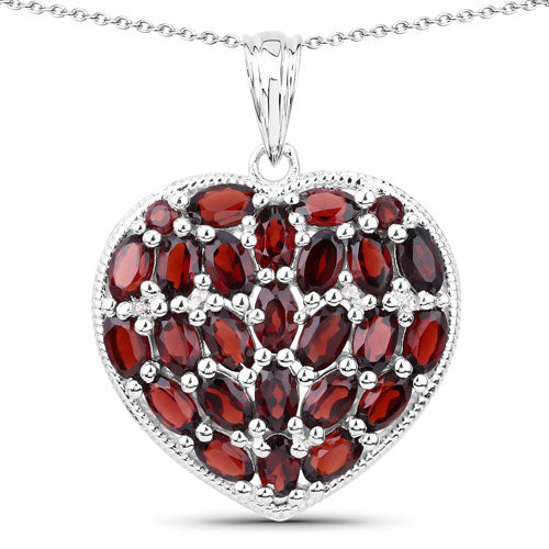 6.98 Carat Genuine Garnet and White Topaz .925 Sterling Silver Pendant on sale at MyriadMart