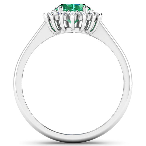 1.87 Carat Genuine Zambian Emerald and White Diamond 14K White Gold Ring on sale at MyriadMart