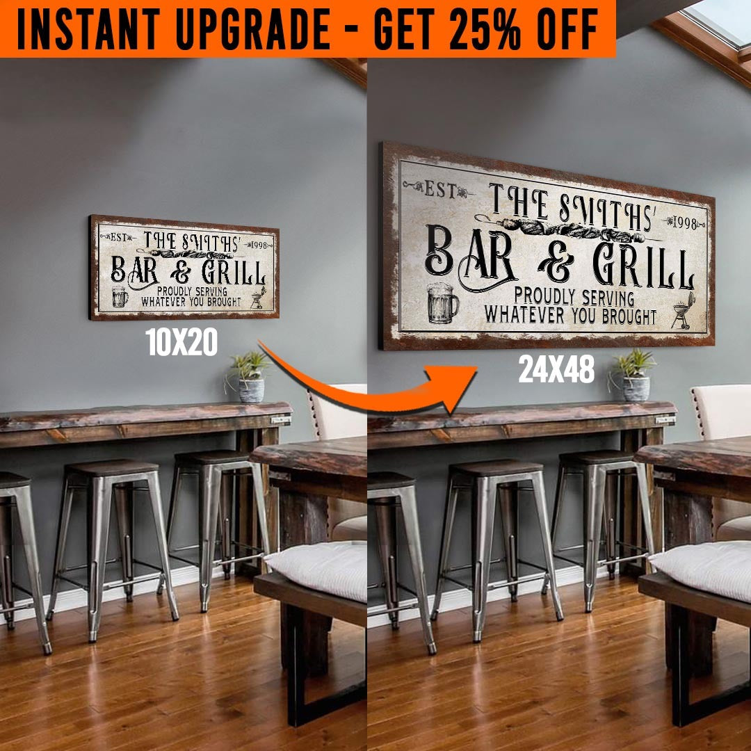 Upgrade Your 'Bar & Grill' Style 2 Canvas To 24x48 Inches on sale at MyriadMart