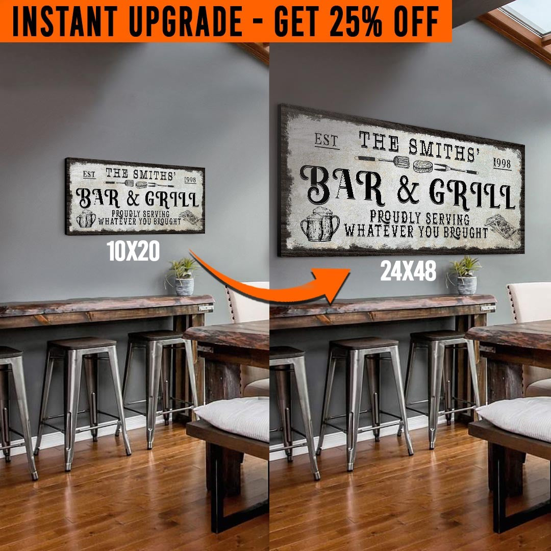 Upgrade Your 'Bar & Grill' Style 3 Canvas To 24x48 Inches on sale at MyriadMart