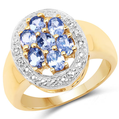 14K Yellow Gold Plated 1.19 Carat Genuine Tanzanite .925 Sterling Silver Ring on sale at MyriadMart