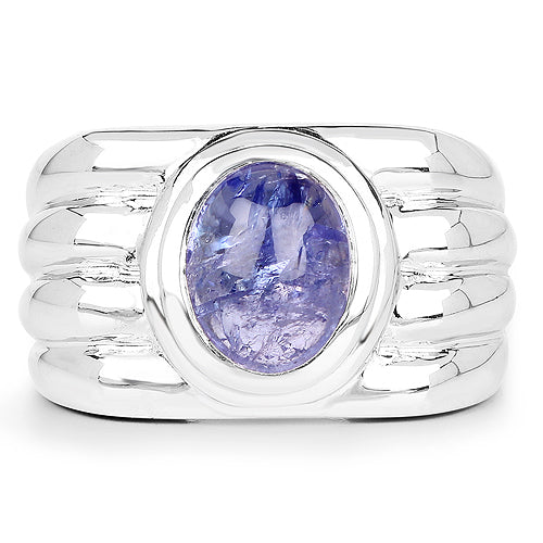 3.55 Carat Genuine Tanzanite .925 Sterling Silver Ring on sale at MyriadMart