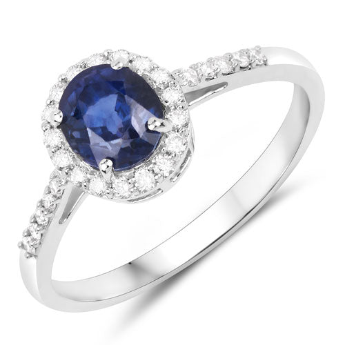 1.60 Carat Genuine Purple Blue Sapphire and White Diamond 14K White Gold Ring on sale at MyriadMart