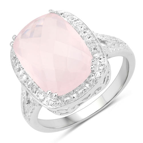 5.80 Carat Genuine Rose Quartz .925 Sterling Silver Ring on sale at MyriadMart
