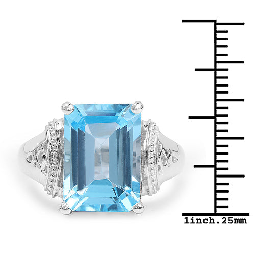 8.89 Carat Genuine Swiss Blue Topaz .925 Sterling Silver Ring on sale at MyriadMart