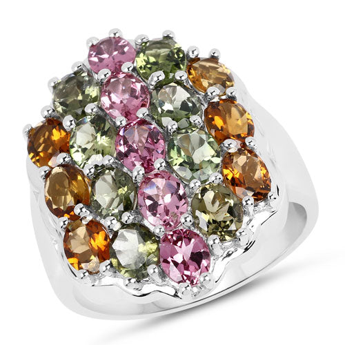 5.89 Carat Genuine Multi Tourmaline .925 Sterling Silver Ring on sale at MyriadMart