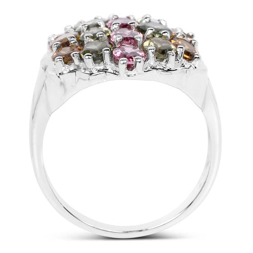 5.89 Carat Genuine Multi Tourmaline .925 Sterling Silver Ring on sale at MyriadMart