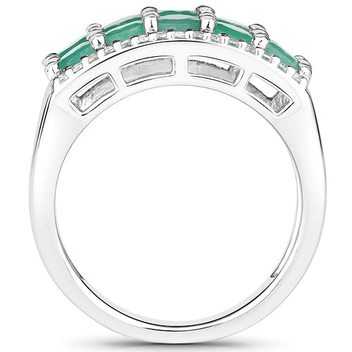1.85 Carat Genuine Emerald and White Topaz .925 Sterling Silver Ring on sale at MyriadMart
