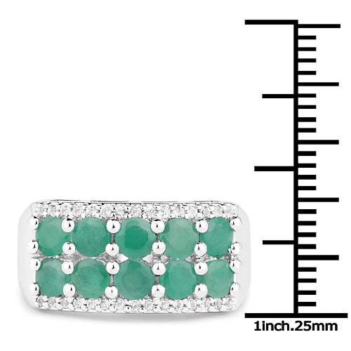 1.85 Carat Genuine Emerald and White Topaz .925 Sterling Silver Ring on sale at MyriadMart