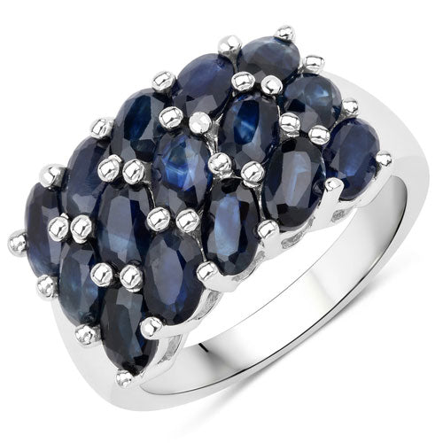 3.30 Carat Genuine Blue Sapphire .925 Sterling Silver Ring on sale at MyriadMart