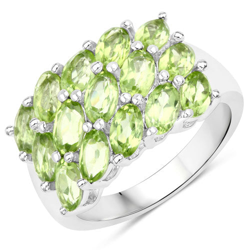 3.45 Carat Genuine Peridot .925 Sterling Silver Ring on sale at MyriadMart