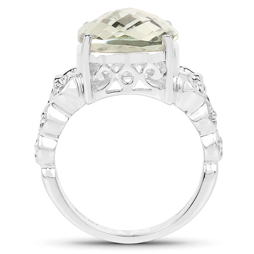 6.74 Carat Genuine Green Amethyst .925 Sterling Silver Ring on sale at MyriadMart