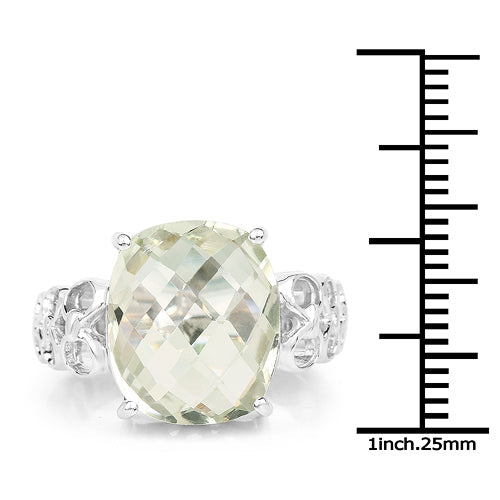 6.74 Carat Genuine Green Amethyst .925 Sterling Silver Ring on sale at MyriadMart