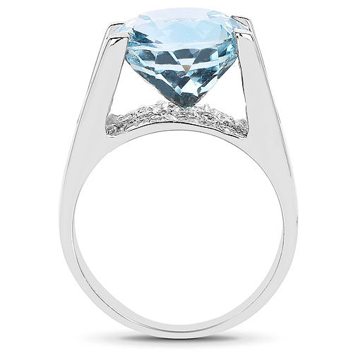 7.21 Carat Genuine Blue Topaz and White Cubic Zirconia .925 Sterling Silver Ring on sale at MyriadMart