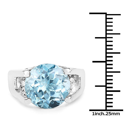7.21 Carat Genuine Blue Topaz and White Cubic Zirconia .925 Sterling Silver Ring on sale at MyriadMart