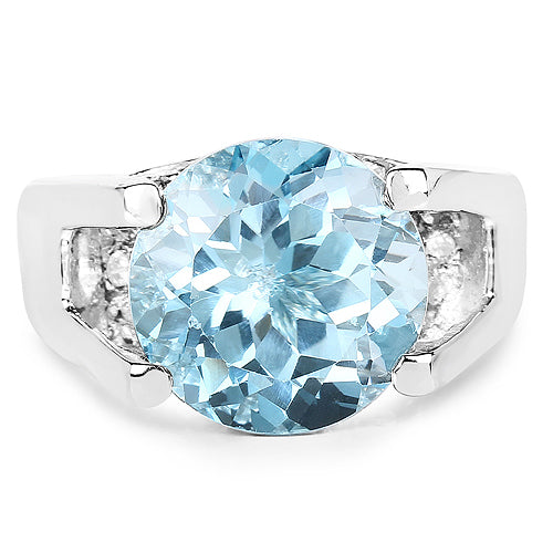 7.21 Carat Genuine Blue Topaz and White Cubic Zirconia .925 Sterling Silver Ring on sale at MyriadMart