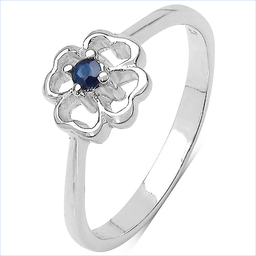 0.07 Carat Genuine Blue Sapphire .925 Sterling Silver Ring on sale at MyriadMart