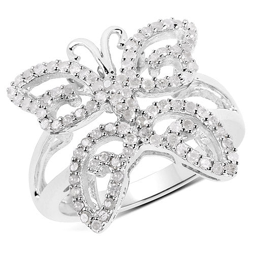 0.58 Carat Genuine White Diamond .925 Sterling Silver Ring on sale at MyriadMart