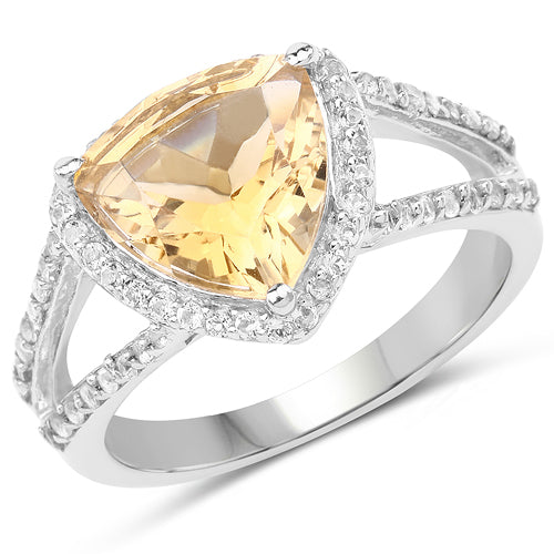 3.06 Carat Genuine Citrine and White Topaz .925 Sterling Silver Ring on sale at MyriadMart