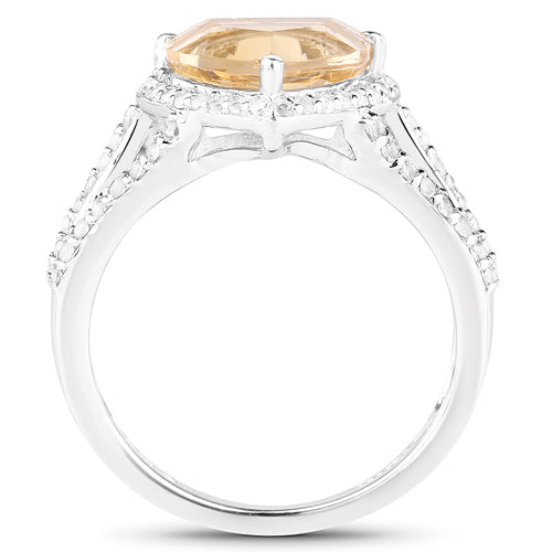 3.06 Carat Genuine Citrine and White Topaz .925 Sterling Silver Ring on sale at MyriadMart
