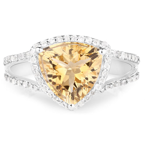 3.06 Carat Genuine Citrine and White Topaz .925 Sterling Silver Ring on sale at MyriadMart