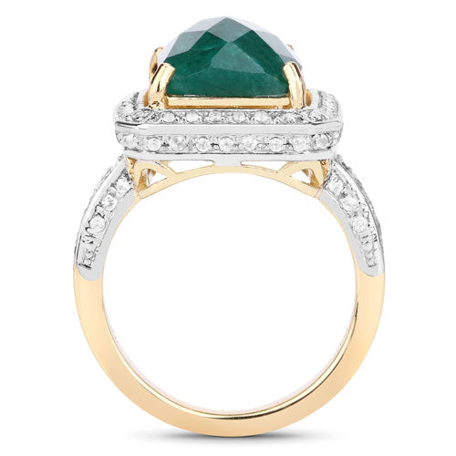 5.18 Carat Dyed Emerald and White Topaz .925 Sterling Silver Ring on sale at MyriadMart