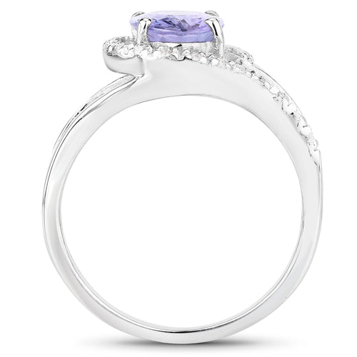 1.82 Carat Genuine Tanzanite and White Zircon .925 Sterling Silver Ring on sale at MyriadMart