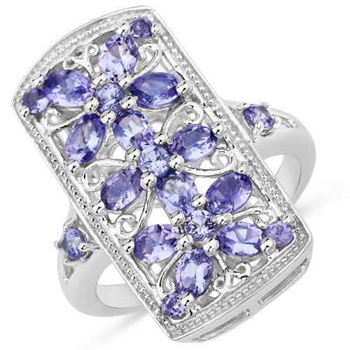 2.53 Carat Genuine Tanzanite .925 Sterling Silver Ring on sale at MyriadMart