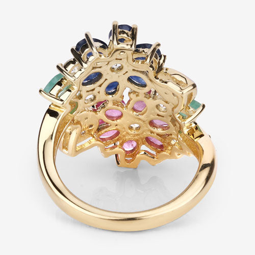 3.65 Carat Genuine Multi Stones .925 Sterling Silver Ring on sale at MyriadMart