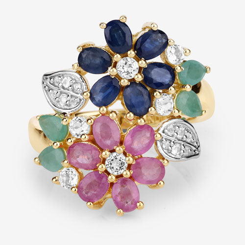 3.65 Carat Genuine Multi Stones .925 Sterling Silver Ring on sale at MyriadMart
