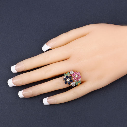 3.65 Carat Genuine Multi Stones .925 Sterling Silver Ring on sale at MyriadMart