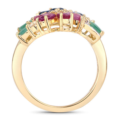 3.65 Carat Genuine Multi Stones .925 Sterling Silver Ring on sale at MyriadMart