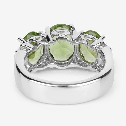 4.14 Carat Genuine Peridot and White Topaz .925 Sterling Silver Ring on sale at MyriadMart