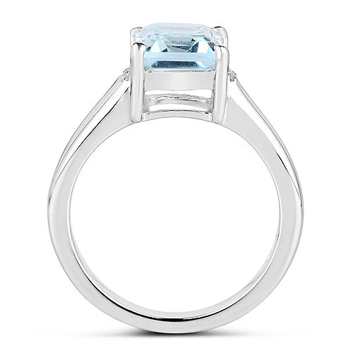 2.64 Carat Genuine Blue Topaz and White Topaz .925 Sterling Silver Ring on sale at MyriadMart