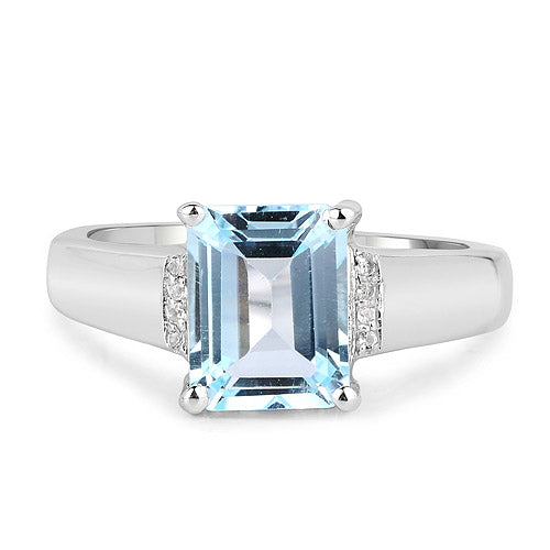 2.64 Carat Genuine Blue Topaz and White Topaz .925 Sterling Silver Ring on sale at MyriadMart