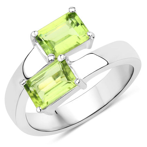 2.00 Carat Genuine Peridot .925 Sterling Silver Ring on sale at MyriadMart