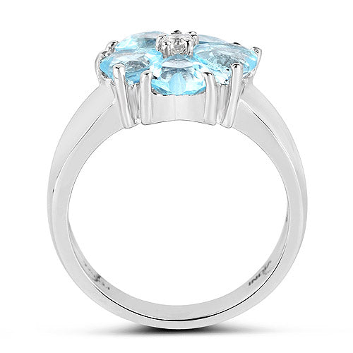 2.58 Carat Genuine Blue Topaz and White Topaz .925 Sterling Silver Ring on sale at MyriadMart