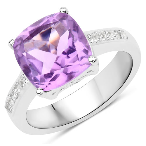 3.97 Carat Genuine Pink Amethyst and White Topaz .925 Sterling Silver Ring on sale at MyriadMart