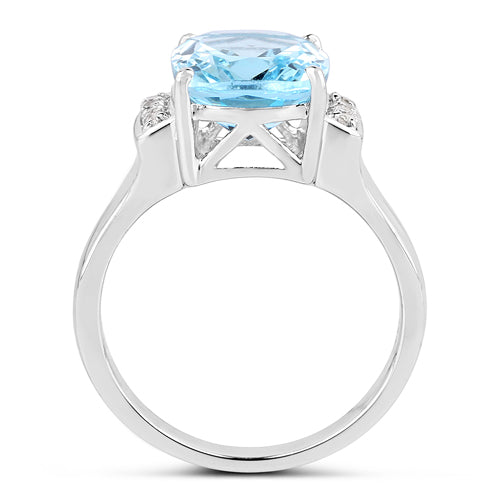 4.28 Carat Genuine Blue Topaz and White Topaz .925 Sterling Silver Ring on sale at MyriadMart