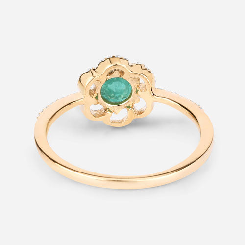 0.55 Carat Genuine Zambian Emerald and White Diamond 14K Yellow Gold Ring on sale at MyriadMart