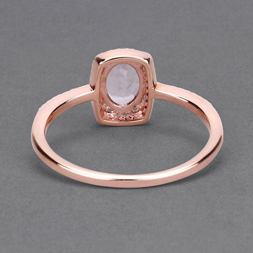0.82 Carat Genuine Morganite and White Diamond 14K Rose Gold Ring on sale at MyriadMart