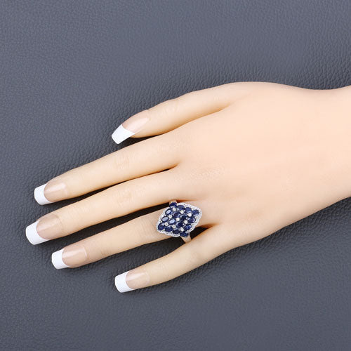 3.48 Carat Genuine Blue Sapphire and White Zircon .925 Sterling Silver Ring on sale at MyriadMart