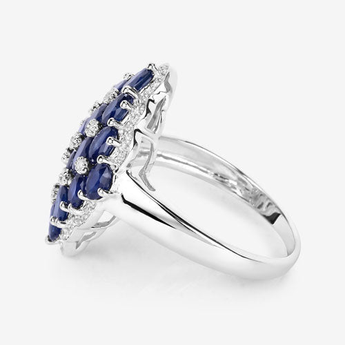 3.48 Carat Genuine Blue Sapphire and White Zircon .925 Sterling Silver Ring on sale at MyriadMart