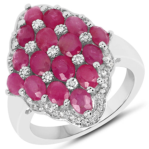 3.80 Carat Ruby and White Zircon .925 Sterling Silver Ring on sale at MyriadMart