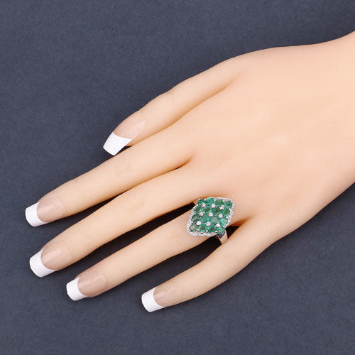 2.68 Carat Genuine Zambian Emerald and White Zircon .925 Sterling Silver Ring on sale at MyriadMart