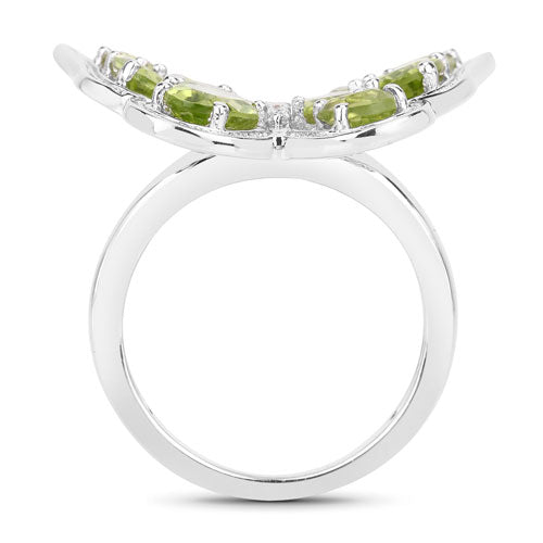 4.61 Carat Genuine Peridot and White Topaz .925 Sterling Silver Ring on sale at MyriadMart