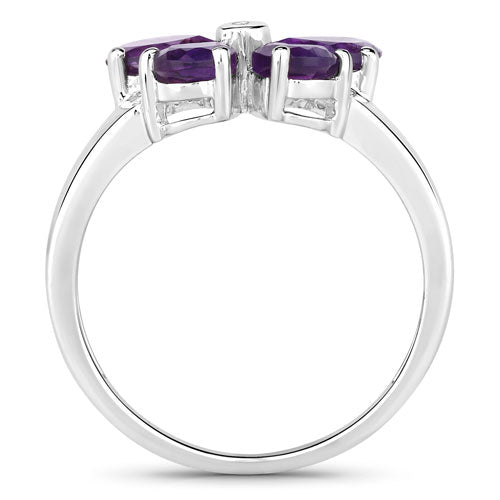 1.35 Carat Genuine Amethyst and Created White Sapphire .925 Sterling Silver Ring on sale at MyriadMart