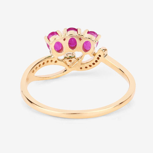 0.71 Carat Genuine Ruby and White Diamond 14K Yellow Gold Ring on sale at MyriadMart