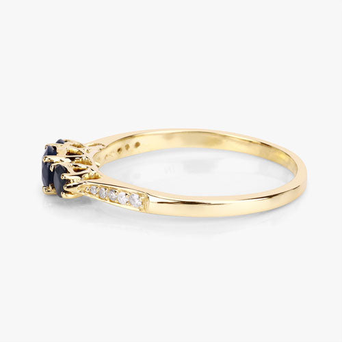 0.56 Carat Genuine Blue Sapphire and White Diamond 14K Yellow Gold Ring on sale at MyriadMart