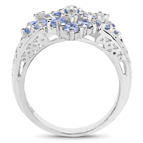 1.65 Carat Genuine Tanzanite and White Topaz .925 Sterling Silver Ring on sale at MyriadMart